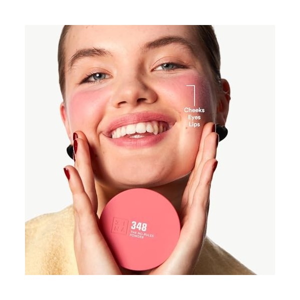 3INA MAKEUP - The No-Rules Powder 348 - Rose clair - Poudre Compacte 3 en 1 Rose clair pour Yeux Lèvres et Joues - Poudre ave