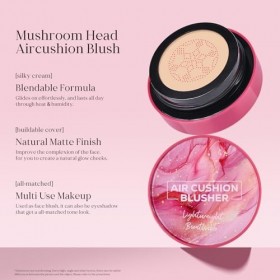KYDA Air Cushion Blush, Mushroom Air Cushion Blusher Natural Glow Liquid Blusher pour joues et yeux, opacité mate, facile à e