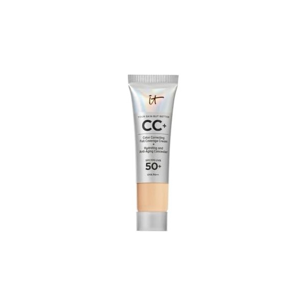 IT Cosmetics CC+ Crème, Fond de Teint Haute Couvrance SPF 50, Correcteur de Teint & Sérum Anti-Âge, Formulé avec Niacinamide