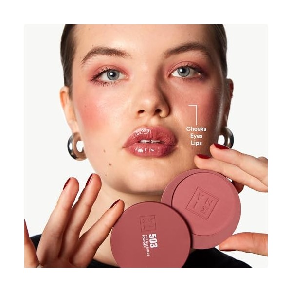 3INA MAKEUP - The No-Rules Powder 503 - Rose nude - Poudre Compacte 3 en 1 Rose nude pour Yeux Lèvres et Joues - Poudre avec 