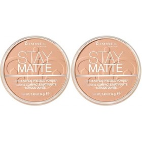 Rimmel - Poudre Compact Stay Matte - Anti-Brillance - Fini Mat et Naturel - 007 Mohair - 14gr Lot de 2 