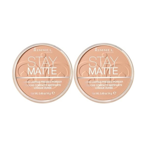 Rimmel - Poudre Compact Stay Matte - Anti-Brillance - Fini Mat et Naturel - 007 Mohair - 14gr Lot de 2 