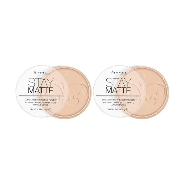 Rimmel Stay Matte Poudre Pressée, 003 Peach Glow Lot de 2