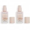 Makeup Revolution, Skin Silk Serum Foundation, Light to Medium Coverage, Contains Hyaluronic Acid, F0.5, 23ml Lot de 2 