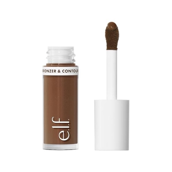 e.l.f. Camo Liquid Bronzer & Contour, hautement pigmenté, brillance naturelle, texture estompable, longue durée, applicateur 