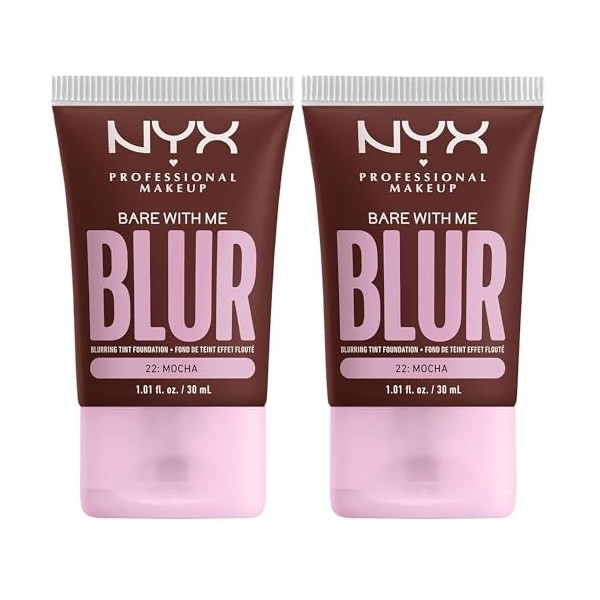 NYX Professional Makeup Fond de Teint Effet Flouté Bare With Me Blur, Couvrance Moyenne, Fini Mat Naturel, Niacinamide, Match