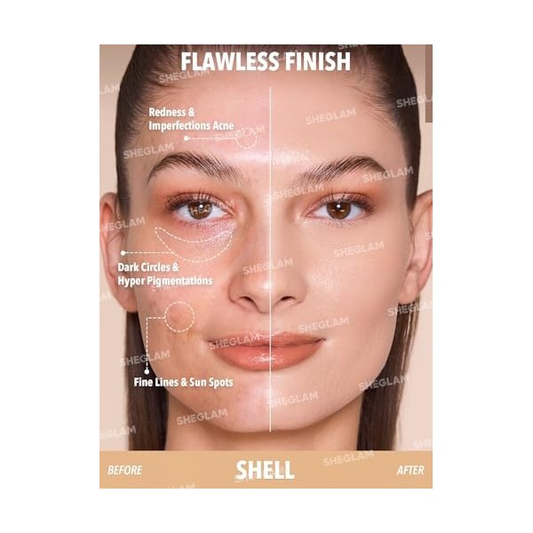 SHEGLAM Skin Magnet Fond de teint haute couvrance longue durée pour tous les types de peau