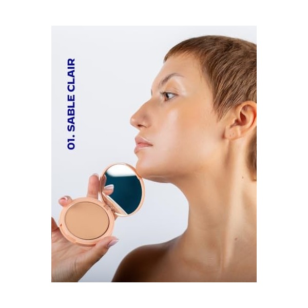 Poudre de Teint Soin Matifiant SPF15 – Fini Velouté & Protection UV – 99% d’Ingrédients d’Origine Naturelle – Teinte 01 Sable
