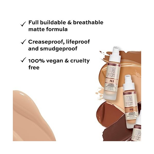 Makeup Revolution, Irl Filter, Longwear, Fond de Teint, F1, 23ml Lot de 2 