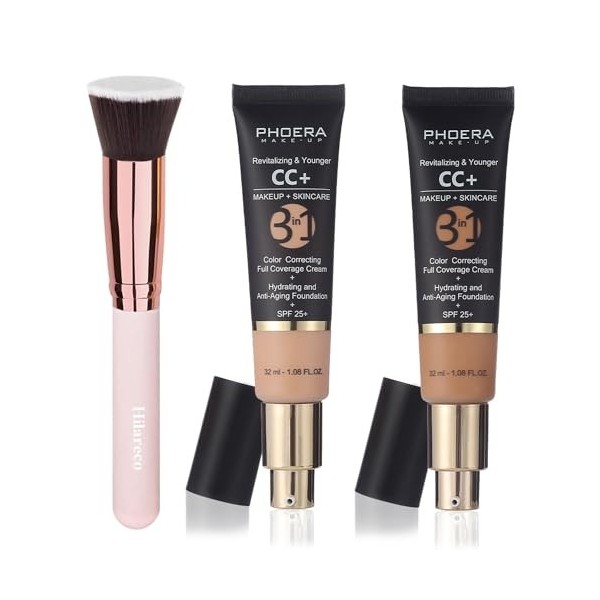 PHOERA CC Crème, Couvrance Légère et Naturelle,PHOERA Fond de Teint Foundation, Professional Makeup Couvrant Tenue 24h - Matt