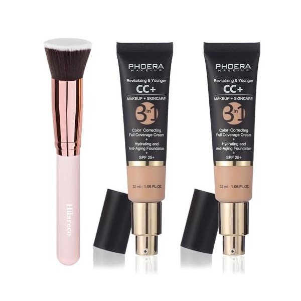 PHOERA CC Crème, Couvrance Légère et Naturelle,PHOERA Fond de Teint Foundation, Professional Makeup Couvrant Tenue 24h - Matt