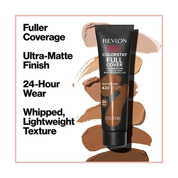 Revlon ColorStay Full Cover - Fond de Teint Couvrant Imperfections - Maquillage Teint - Couvrance optimale et fini mat - Rési