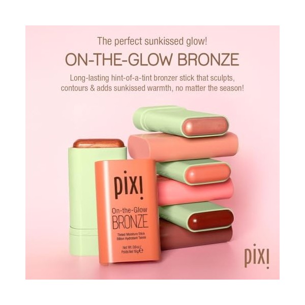 Pixi Beauty On-the-Glow Bronze | Teinte: SoftGlow | Stick Bronzant Hydratant pour Joues et Lèvres | Multistick au Ginseng, Al