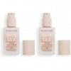 Makeup Revolution, Skin Silk Serum Foundation, Light to Medium Coverage, Contains Hyaluronic Acid, F4, 23ml Lot de 2 