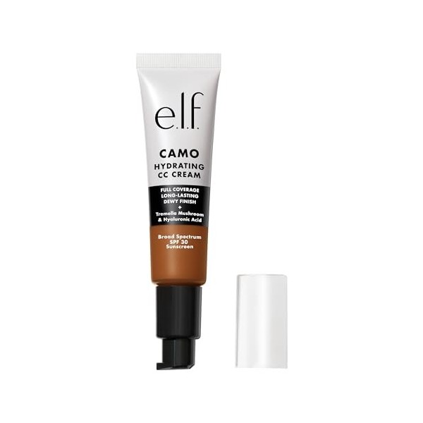 e.l.f. Crème hydratante Camo CC, fond de teint correcteur de couleur pour une finition rosée avec SPF 30, végétalien et sans