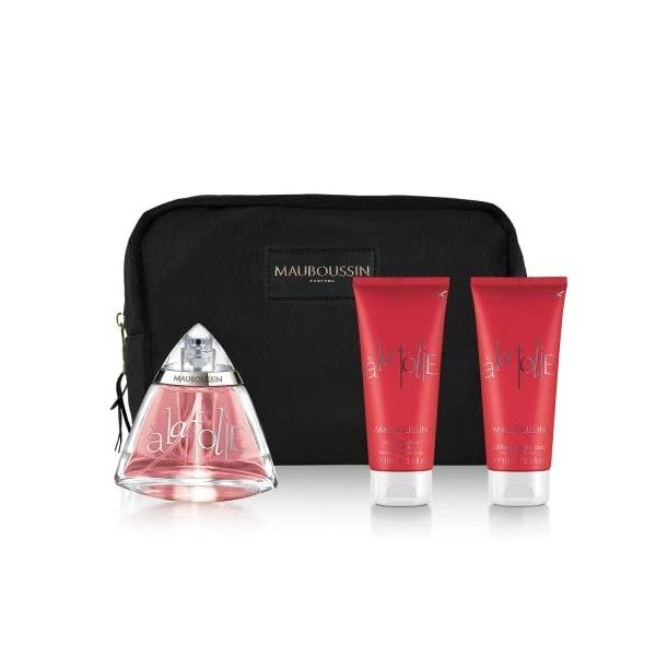 Mauboussin - Coffret Prestige 2022 A La Folie : Eau de Parfum 100ml, Douche Précieuse 100ml, Lait Parfumé 100ml & Trousse de 