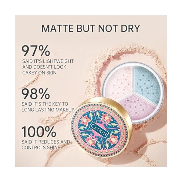 CATKIN Loose Setting Powder, Poudre Libre, Poudre Matifiante, Absorption de lExcès de Sébum, Anti-Pores, Correcteur de Coule