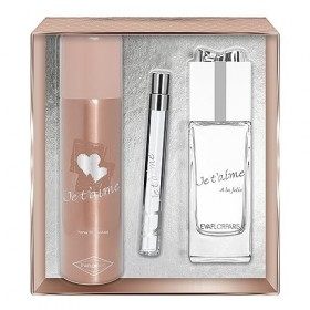 EVAFLORPARIS Je TAime A La Folie Coffret pour Femme Eau de Parfum 100 ml + Déodorant 150 ml + Vapo de Sac 12 ml 1 Unité