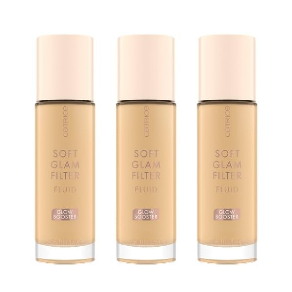 Catrice Soft Glam - Lot de 3 filtres liquides - Base n° 020 - Nude - Nourrissant, naturel, brillant, radieux, végétalien, san