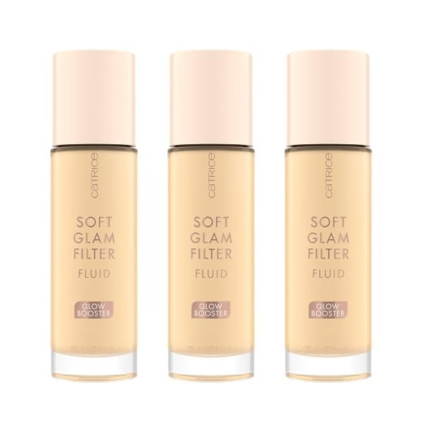 Catrice Soft Glam - Lot de 3 filtres liquides - Base n° 010 - Nude - Nourrissant, naturel, brillant, radieux, végétalien, san