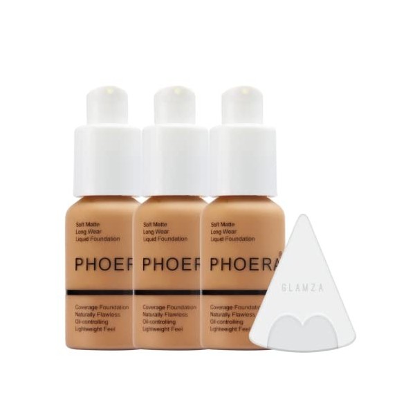 Glamza Phoera Foundation Kit de maquillage à couverture complète – Contrôle de lhuile longue durée 24 heures – Crème anticer