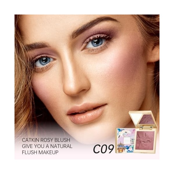 CATKIN Blush Poudre, Fard a Joue Poudre, 2 in 1 Blush & Highlighter Poudre, Couleur Intense, Résultat Modulable, Texture Fond