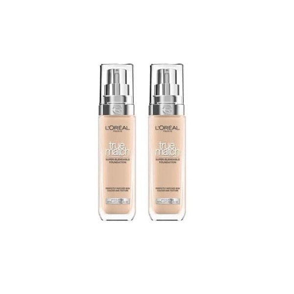 Fond de teint liquide LOréal Paris True Match, soin de la peau infusé à lacide hyaluronique, SPF 17, disponible en 40 teint
