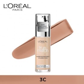 Fond de teint liquide LOréal Paris True Match, soin de la peau infusé à lacide hyaluronique, SPF 17, disponible en 40 teint