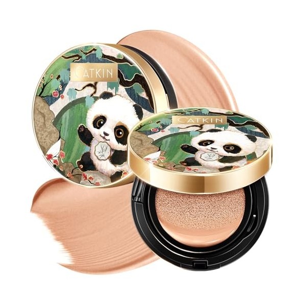 CATKIN Panda Land Cushion Foundation, Fond de Teint BB Creme, Anticernes, Anti-Terne et Anti-Rougeurs, Hydratation 24H, Sheer