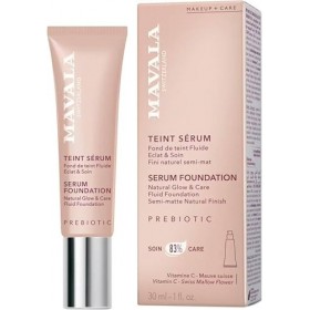 Mavala - Teint Sérum, Fond de Teint Fluide Eclat & Soin - Couvrance Modulable, Fini Semi-Mat Naturel - Soin Visage, 83% de So