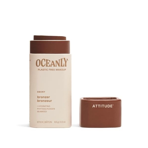 ATTITUDE Oceanly Bronzeur, EWG Verified, Phtyoglycogène Hydratant, Ingrédients dOrigine Naturelle, Maquillage Végane, Ebony,