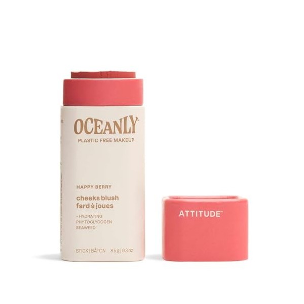 ATTITUDE Oceanly Fard à Joues, EWG Verified, Phtyoglycogène Hydratant, Ingrédients dOrigine Naturelle, Maquillage Végane, Ha