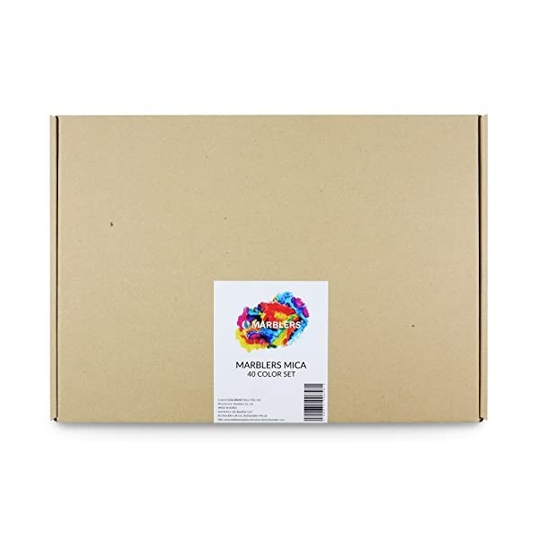 MARBLERS Lot de 40 colorants en poudre de mica | Qualité cosmétique | Pigment de résine époxy | Teinture | Non toxique, végét