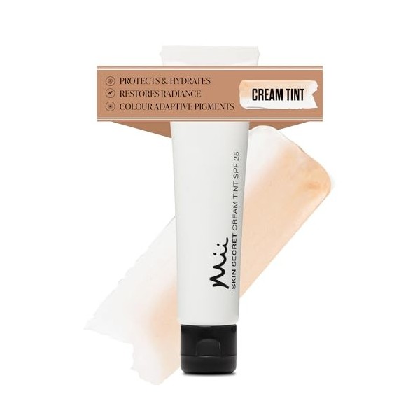 Mii Cosmetics Skin Secret Crème hydratante teintée SPF25 Teinte fluide ultra légère avec micro pigments encapsulés pour un éc