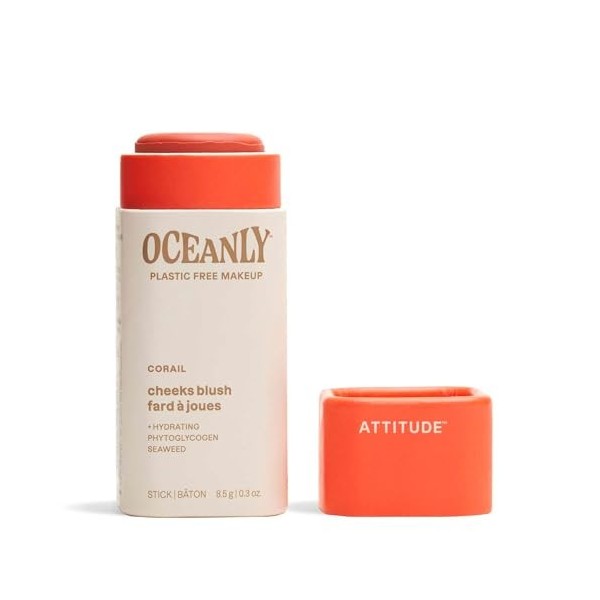 ATTITUDE Oceanly Fard à Joues, EWG Verified, Phtyoglycogène Hydratant, Ingrédients dOrigine Naturelle, Maquillage Végane, Co