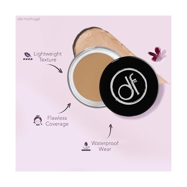 Dermaflage Crème anti-cernes imperméable, maquillage imperméable à couverture complète, promesse de correspondance des couleu