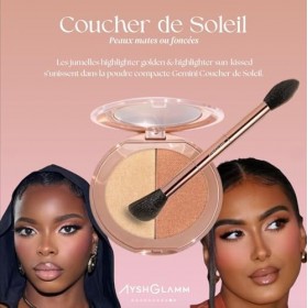 Ayshglamm | Duo Highlighter Coucher de Soleil | Highlighters Dorés Complémentaires | Glow Intense & Solaire