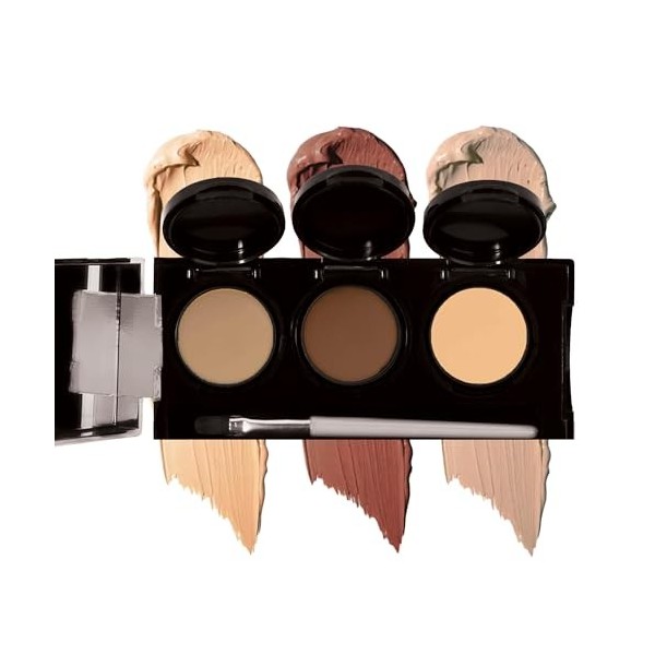 Crème Concealer de Dermaflage, Palette Concealer 3 en 1, Anti-cernes haute couvrance, Imperméable, Formule Mélangeable pour u