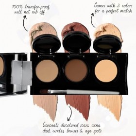 Crème Concealer de Dermaflage, Palette Concealer 3 en 1, Anti-cernes haute couvrance, Imperméable, Formule Mélangeable pour u