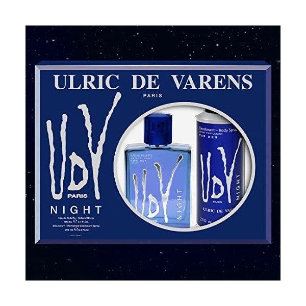 Ulric de Varens Coffret UDV Night Eau de Toilette, 100 ml + Déodorant, 200 ml, 1 Unité