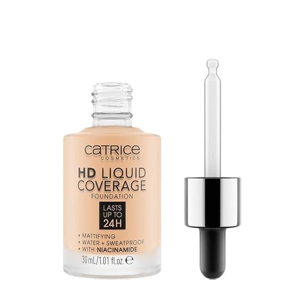 Catrice HD Liquid Coverage Fond de teint liquide, Maquillage, Liquide étanche avec Pipette, Maquillage pour le visage, 3 x 30