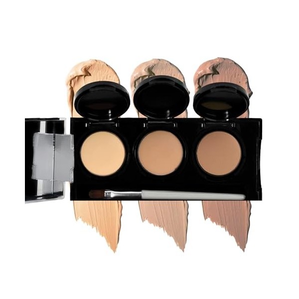 Crème Concealer de Dermaflage, Palette Concealer 3 en 1, Anti-cernes haute couvrance, Imperméable, Formule Mélangeable pour u