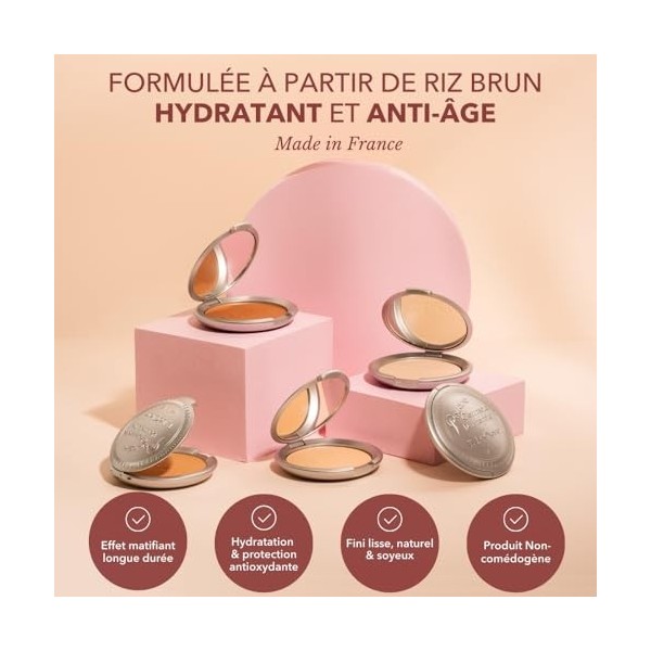 T. LeClerc - Poudre de Riz Compacte - 03 ORCHIDÉE - Poudre teint visage - Poudre compacte Matifiante et Fixatrice Longue Tenu