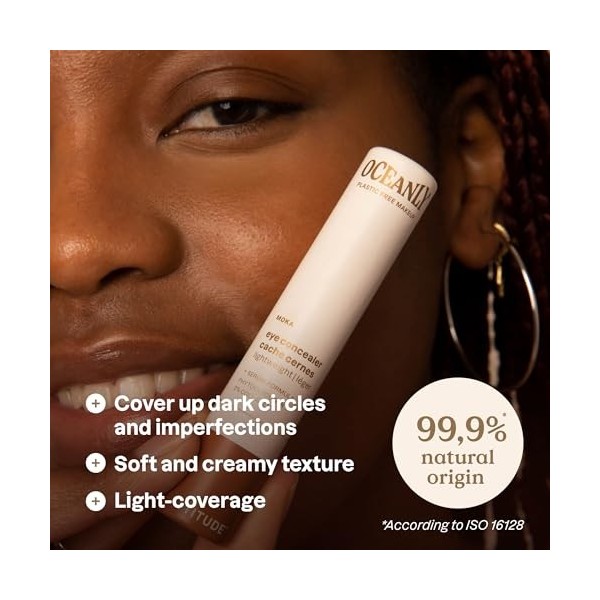 ATTITUDE Oceanly Cache Cernes, EWG Verified, Anti Cerne Hydratant, Ingrédients dOrigine Naturelle, Correcteur Végane, Moka, 