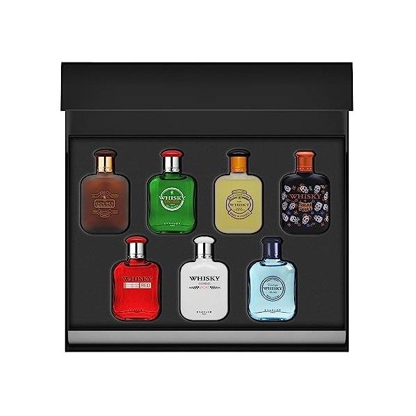 WHISKY Collection de Parfum • Coffret 7 Miniatures • Eau de Toilette • Parfums Homme • Pour lui • Cologne • EVAFLORPARIS