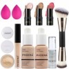 PHOERA Fond de teint, kit de maquillage Contour Stick 3 pièces 102+103+ Fair-Light Contour/Nude + Warm peach+ 03, 09, 12 
