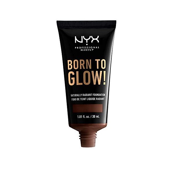 NYX PROFESSIONAL MAKEUP Fond de teint Born To Glow Naturally Radiant, couverture moyenne, expresso profond