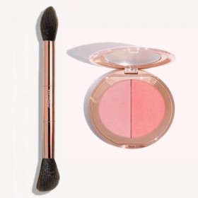 Ayshglamm | Kit Pinceau Gemini Touch & Duo Poudre Pétale | Blush Rosé Nacré & Poudre Fixatrice Light Pink | Éclat Romantique 