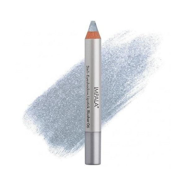 Crayon Jumbo Impala 3 en 1 | Couleur 06 Argent Clair | Ombre à Paupières, Rouge à Lèvres et Fard à Joues | Texture Lisse et d