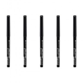 essence Lot de 5 crayons pour les yeux Long-LASTING N° 01 - Noir - Longue durée - Définisseur - Végétalien - Imperméables - S